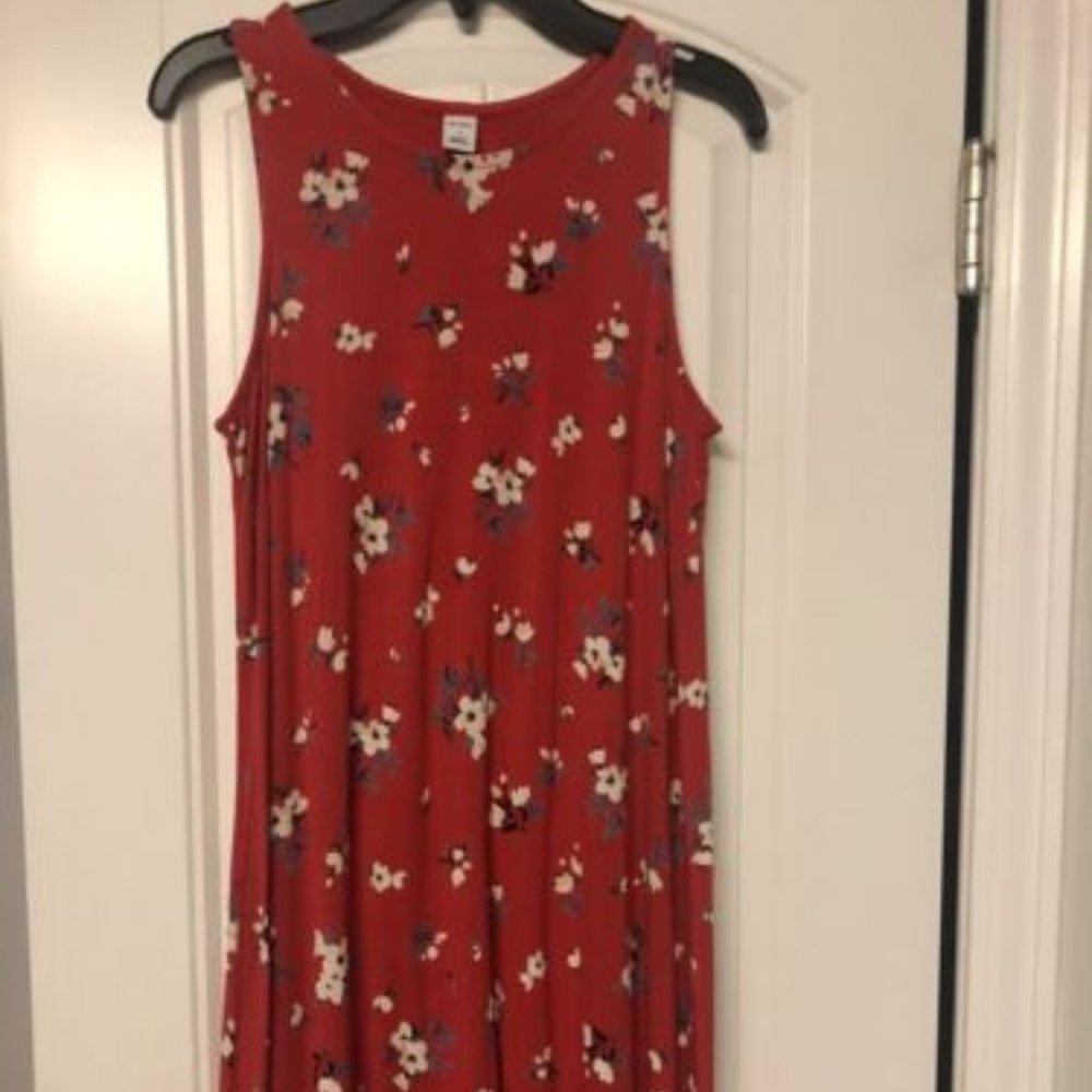 Old Navy Women Dress SMALL FLORAL Sleeveless Rayon Viscose Fit Flare Euc
